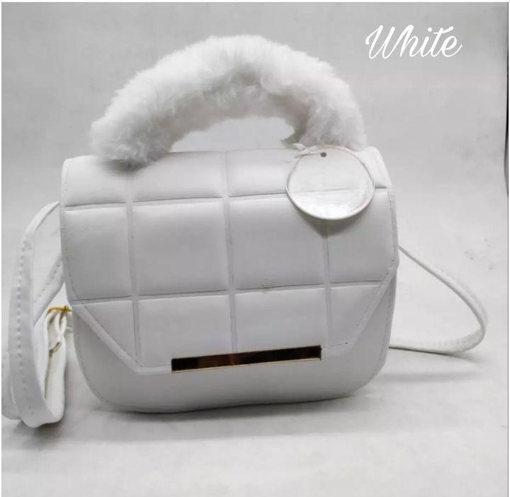 White Quilted Crossbody Bag for Kids with Gold Hardware