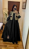 2 Pcs Women's Stitched Shamoz Silk Embroidered Maxi and Jacket