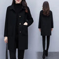 Women's Black Wool Coat Loose Plus Size Winter
